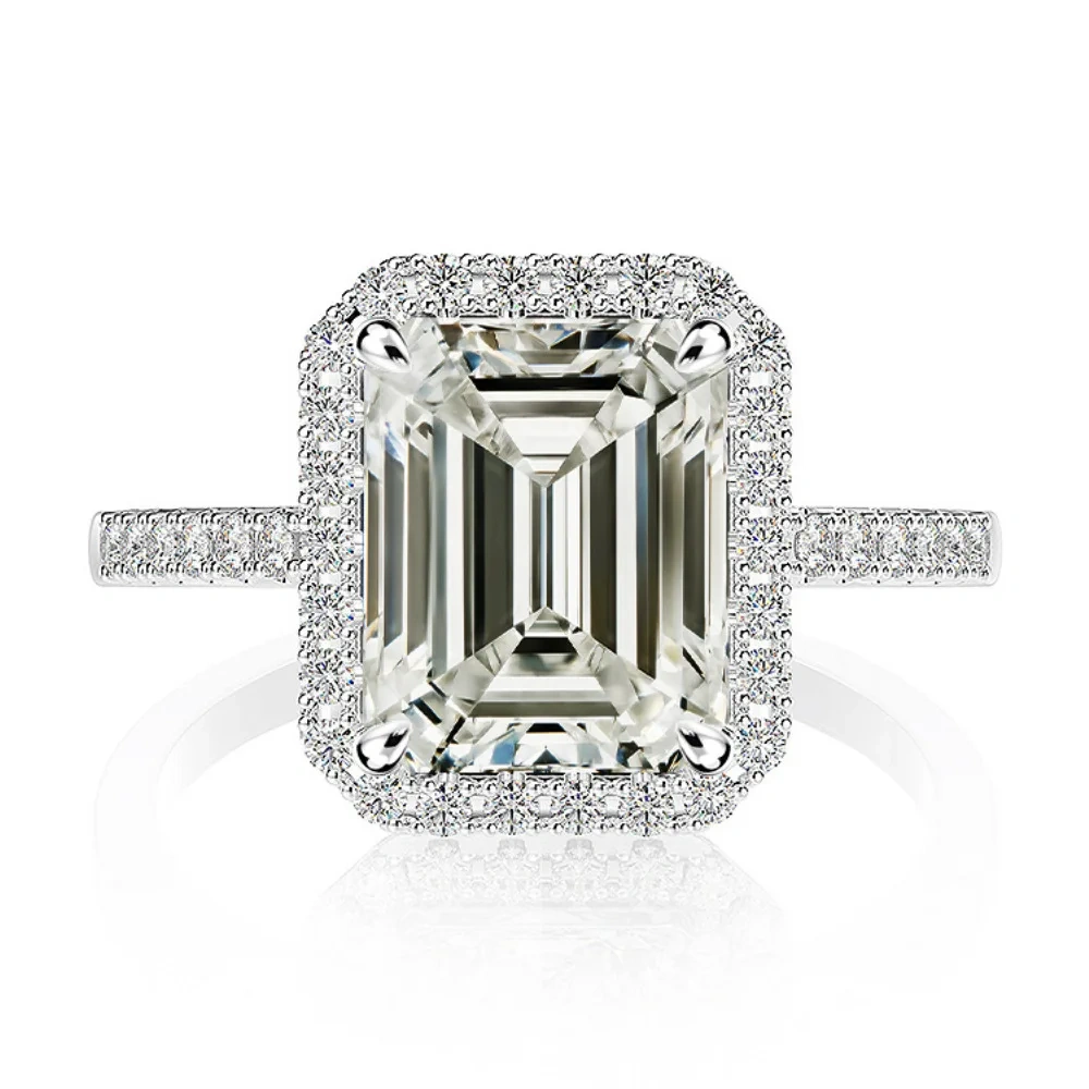 ShanLover Brand MST Top Grade 4ct Moissanite Diamond Ring CMA Certificate 925 Sterling Silver Rings Luxury Jewelry
