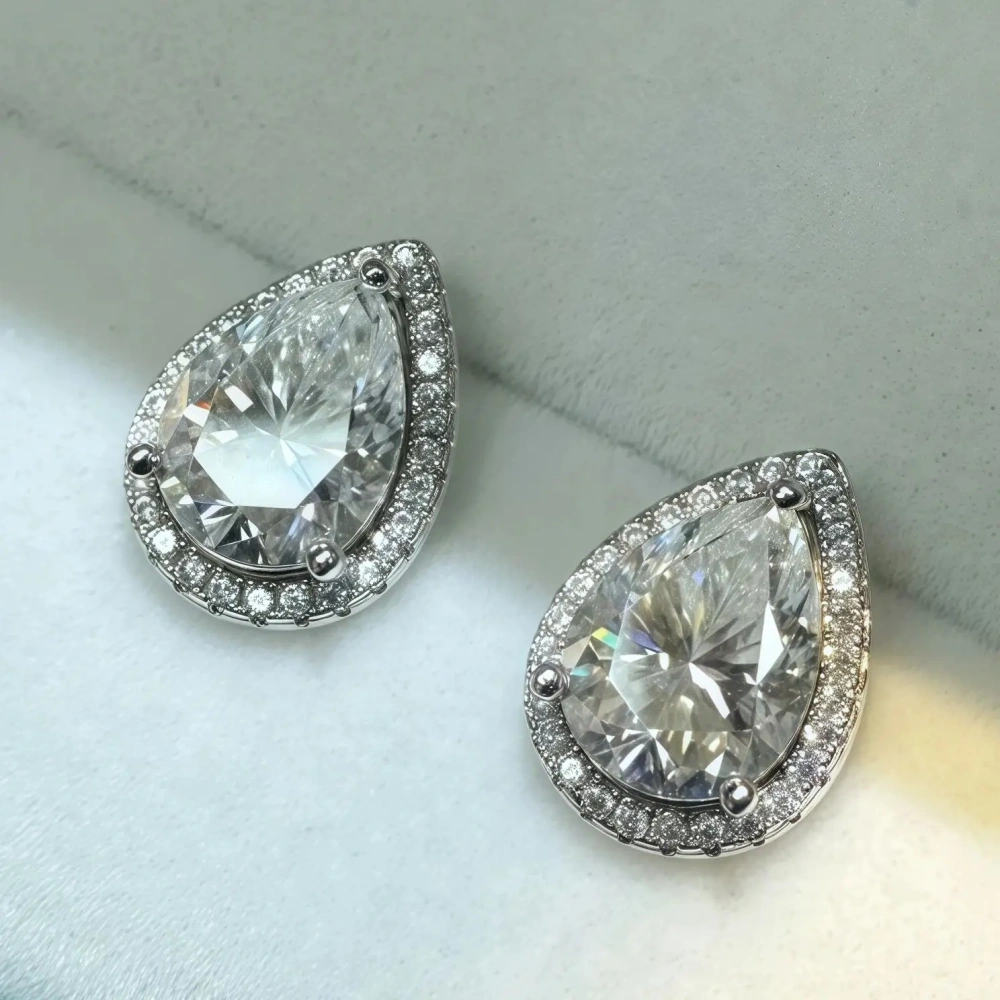 ShanLover Brand 1.8ct Moissanite Diamond Water Drop Stud Earrings for Women CMA Certificate 925 Sterling Silver Jewelry