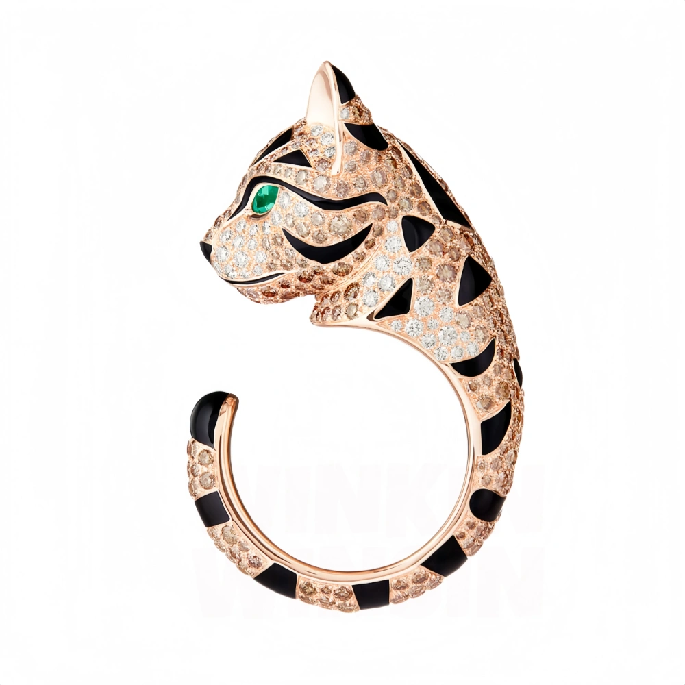 Winkin Winsin Brand Designer Gemstones Jewelry 925 Sterling Silver Rings For Woman 18kgp 18k Gold Plating Leopard Fuzzy Cat Ring