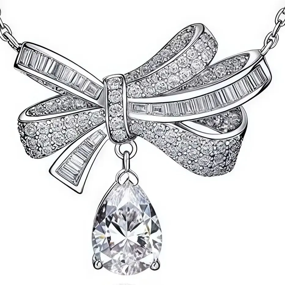 Winkin Winsin Lab Grown Gemstones 925 Sterling Silver Pendant 1.5ct Water Drop Women Necklace Adjustable Length
