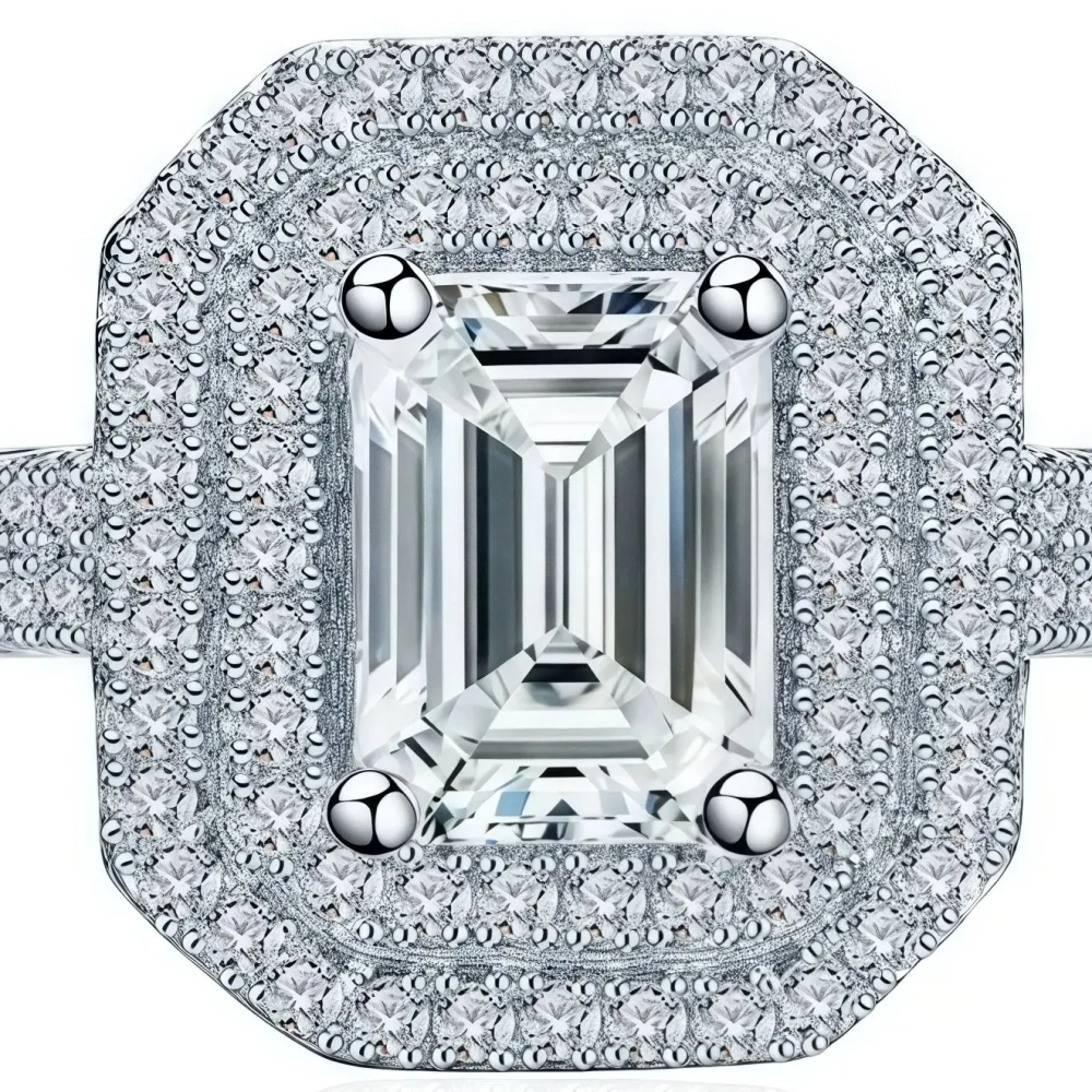 ShanLover Brand High Quality Mosan Diamond Ring for Women Luxury S925 Sterling Silver Encrusted with Diamonds All over Jewelry