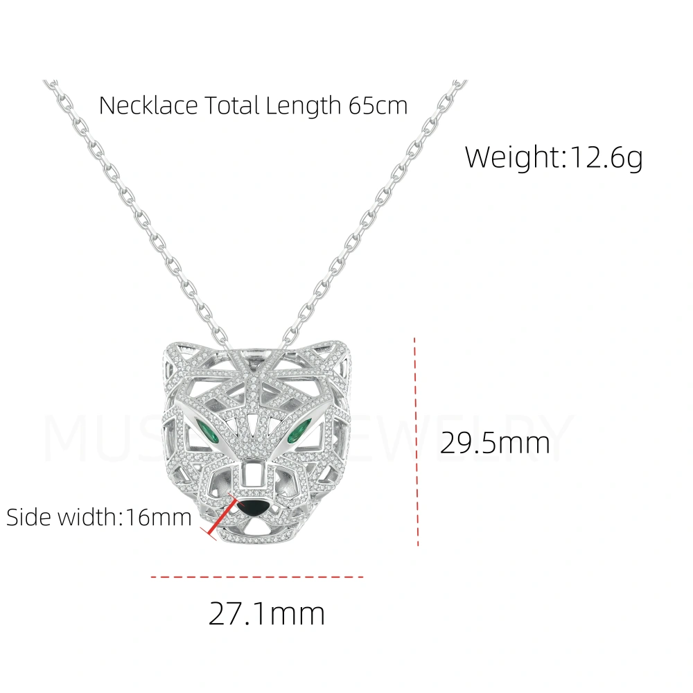 ShanLover Brand Designer Leopard Head Pendants Necklaces 925 Sterling Silver Jewelry Leopard Face Pendant Necklace for Woman Man