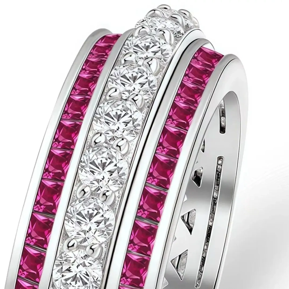 Winkin Winsin S925 925 Sterling Silver Round Ring 1.5mm Rotatable High Carbon Diamond Ring for Women Jewelry
