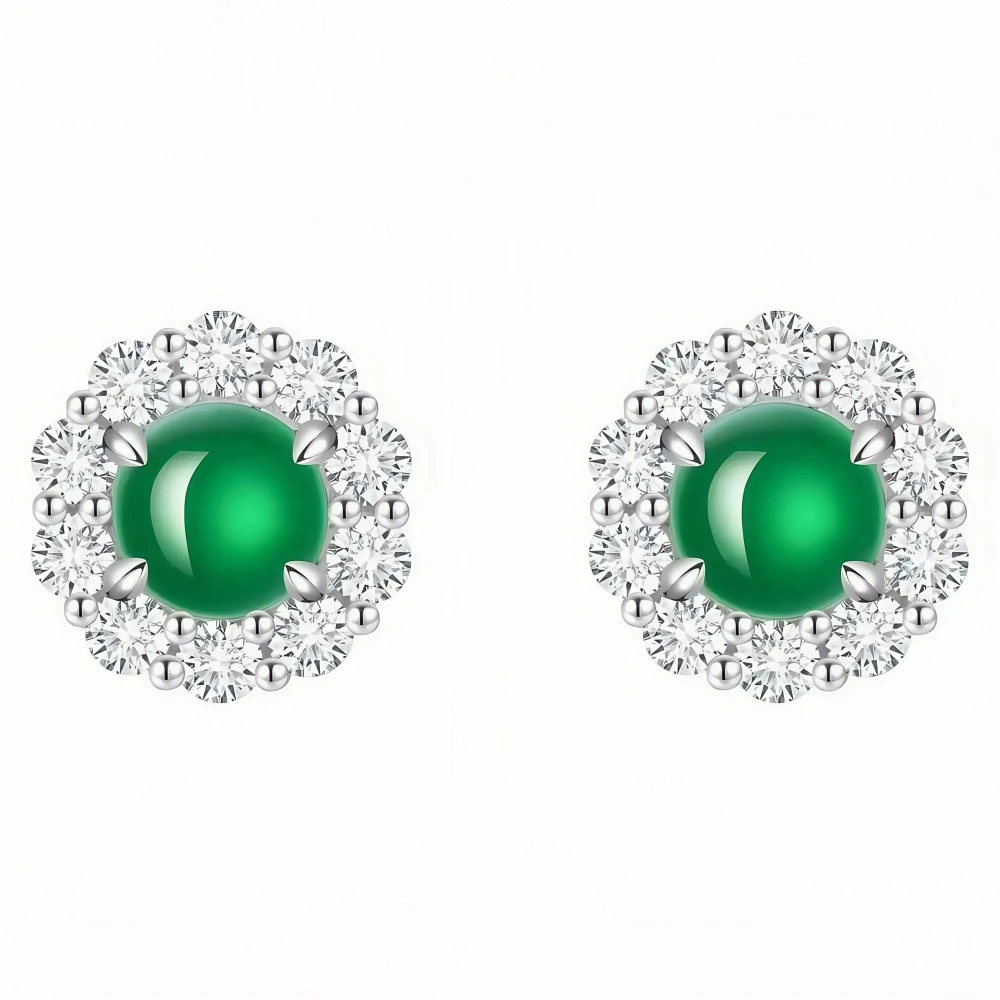 ShanLover Brand A Stud New Products Women's High End Commuting Earrings Chinese Style Egg Surface Chalcedony 925 Silver
