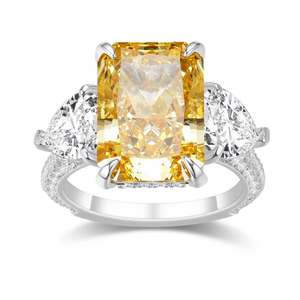 ShanLover Brand Luxury Women Wedding Ring Fashion Yellow Gemstones 925 Sterling Silver Square Stones Ring For Woman Nice Jewelry