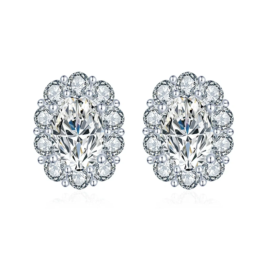 ShanLover Brand High Quality 925 Sterling Silver 2ct Moissanite Diamond Stud Earrings CMA Certificate Luxury Stud Earrings
