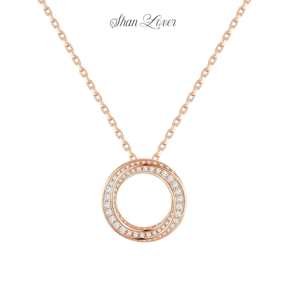 ShanLover Luxury Brand Woman 925 Sterling Silver Pendant Necklace Circle Ring Design Full Gemstones Necklace For Women Jewelry