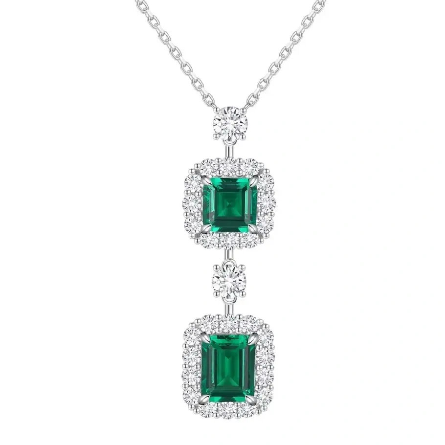 ShanLover Luxury Brand High Grade 925 Sterling Silver Pendant Necklace For Woman Green Gemstones Chain Necklace Pendants Jewelry