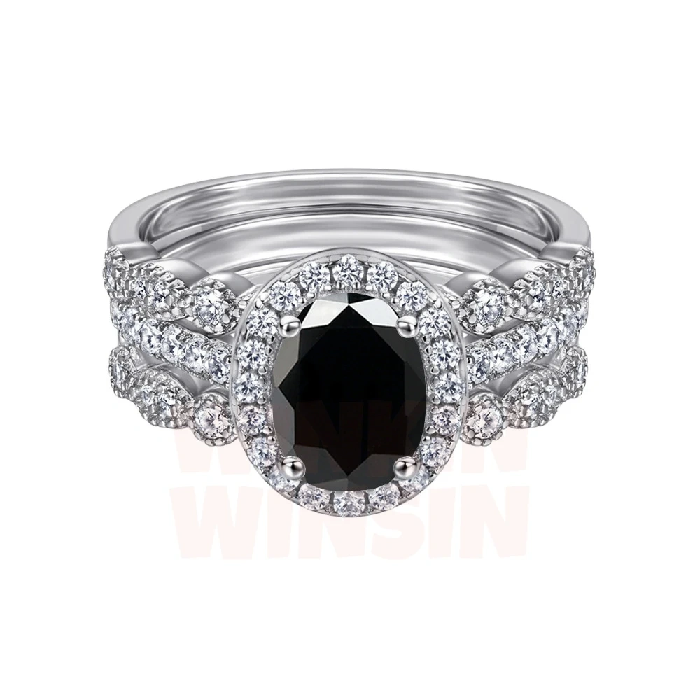 Winkin Winsin s925 sterling silver 1.5-carat oval Moissanite ring for women's silver jewelry, exuding a sense of luxury