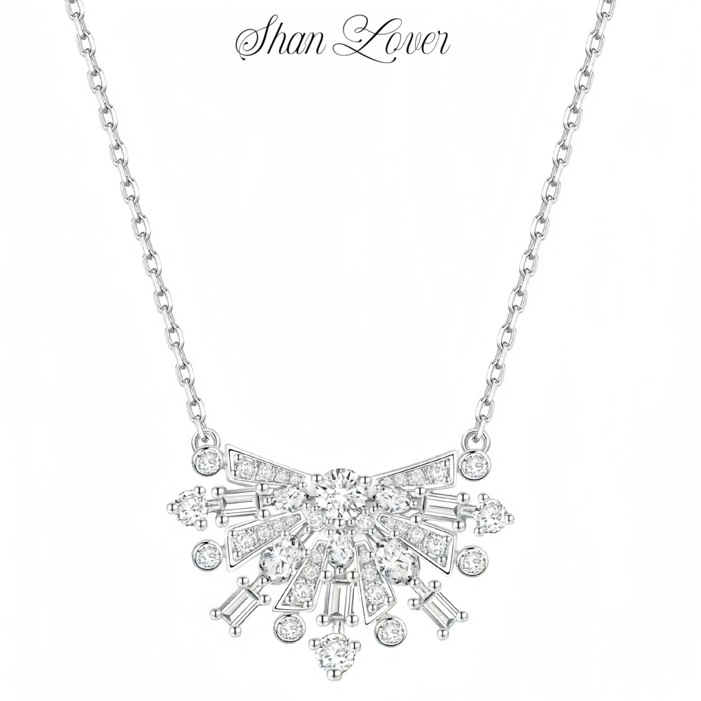 ShanLover Brand Luxury Firework Style Necklace Pendant Real S925 925 Sterling Silver Chain Necklaces Pendant Jewelry For Woman