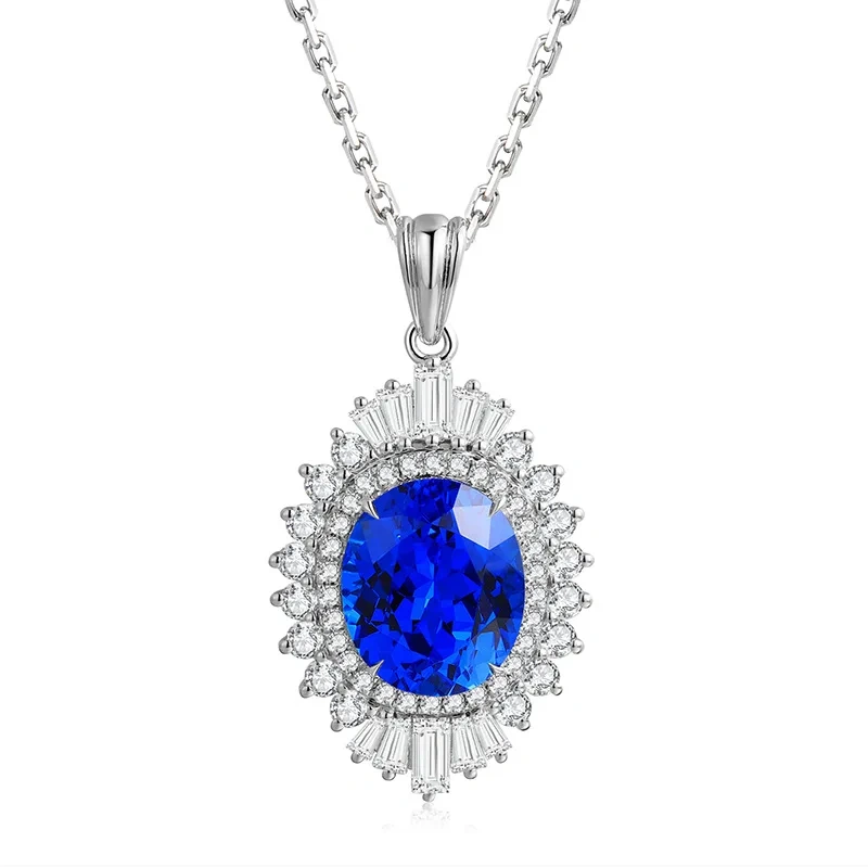 ShanLover Brand MUSHAN CO. Top Grade MGI Lab Grown Gemstone Blue Spinel Pendant Necklace Jewelry 925 Sterling Silver Pendants