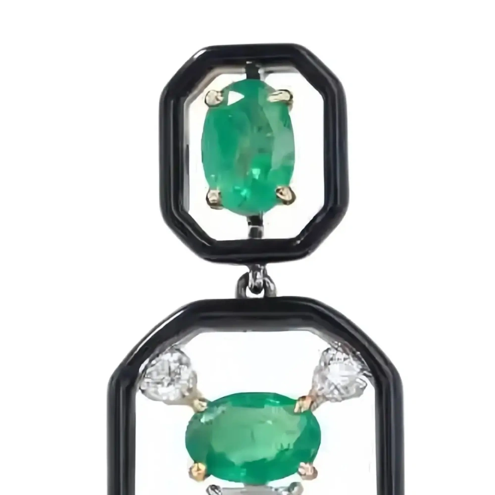 Winkin Winsin Luxury Brand High Grade Gemstones Earrings Muzo Emerald Real 925 Sterling Silver Earrings For Woman Girl Jewelry