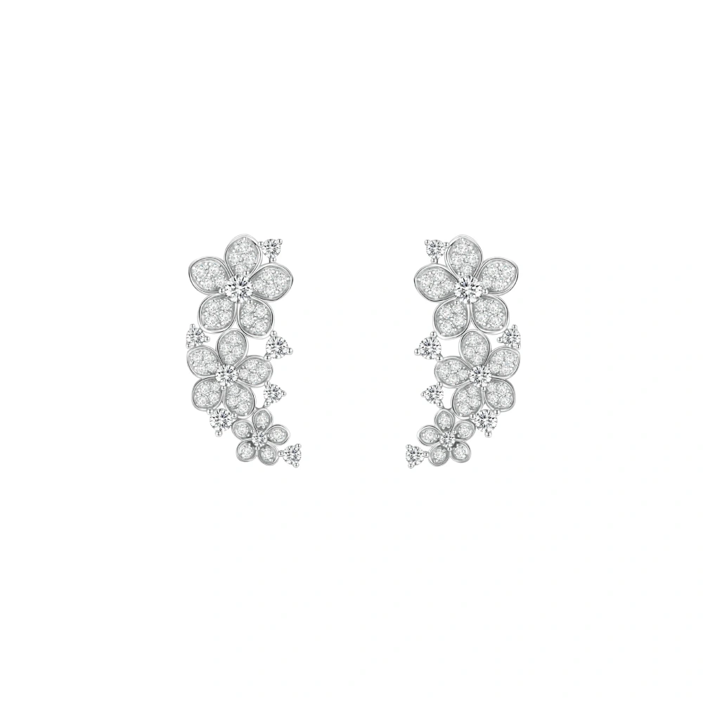 ShanLover Brand 5A Level 925 Sterling Silver Three Flower Earrings Luxury Tassel Pendant Zircon Earrings Jewelry for Women