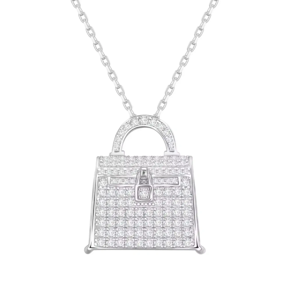 ShanLover Brand Designer Luxury 925 Sterling Silver Pendant Handbag Style Necklace For Women Green Gemstones Pendants Jewelry