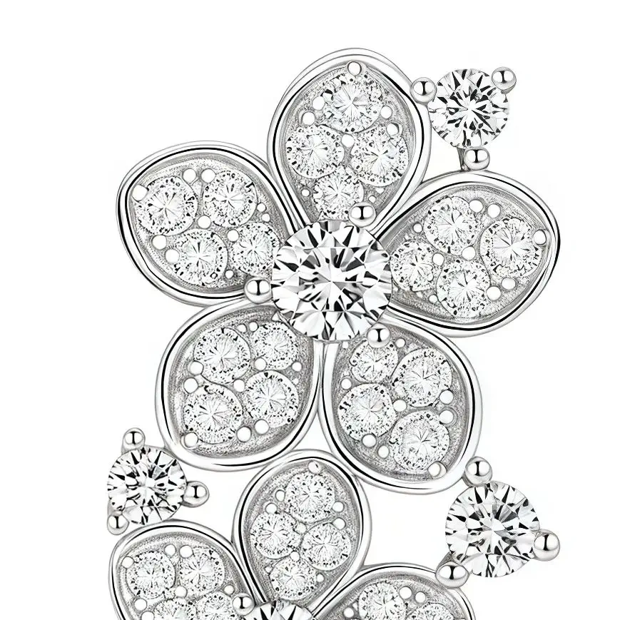 ShanLover Brand 5A Level 925 Sterling Silver Three Flower Earrings Luxury Tassel Pendant Zircon Earrings Jewelry for Women