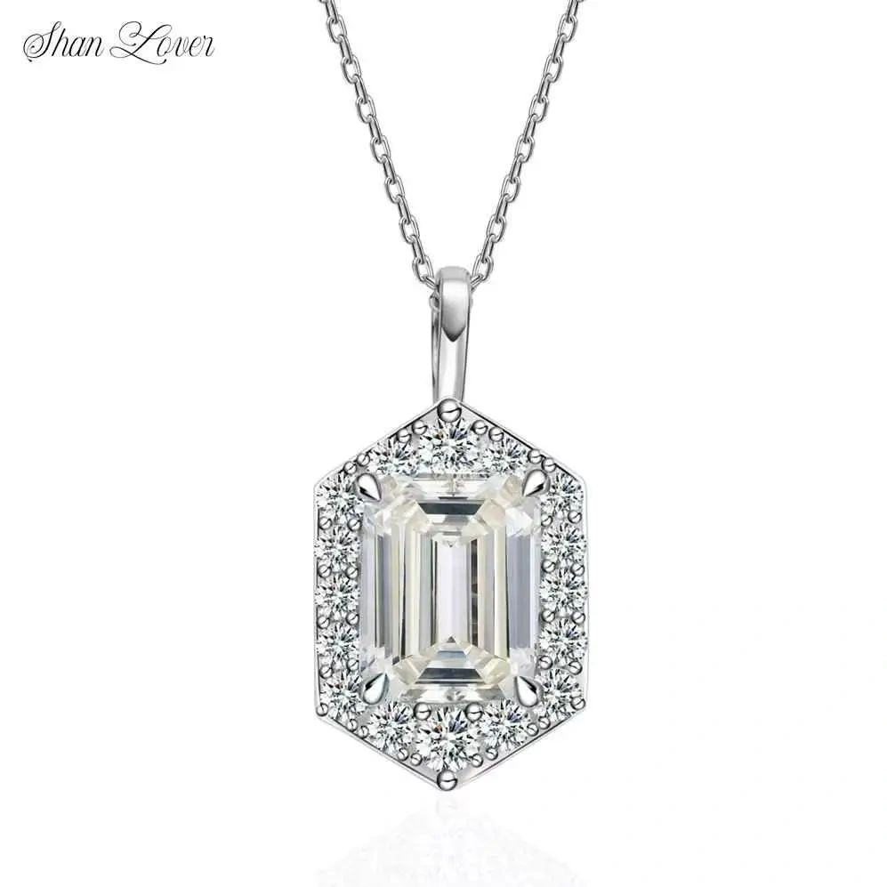 ShanLover Brand Moissanite Diamond Necklace for Women S925 Sterling Silver 3ct Cut Diamond Pendant Elegant Jewelry