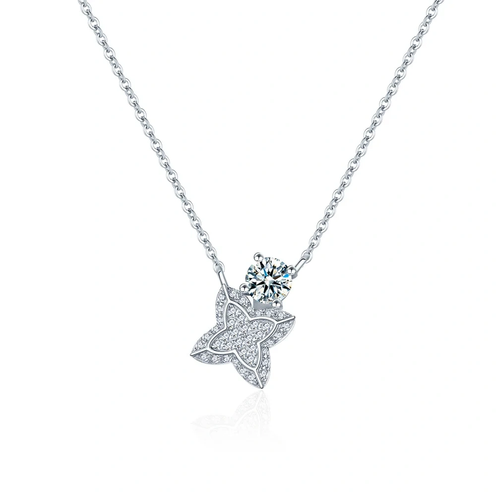 ShanLover Brand 925 Sterling Silver Chain Necklace Pendant MST Top Grade Moissanite Diamond Pendants Necklaces Jewelry For Woman