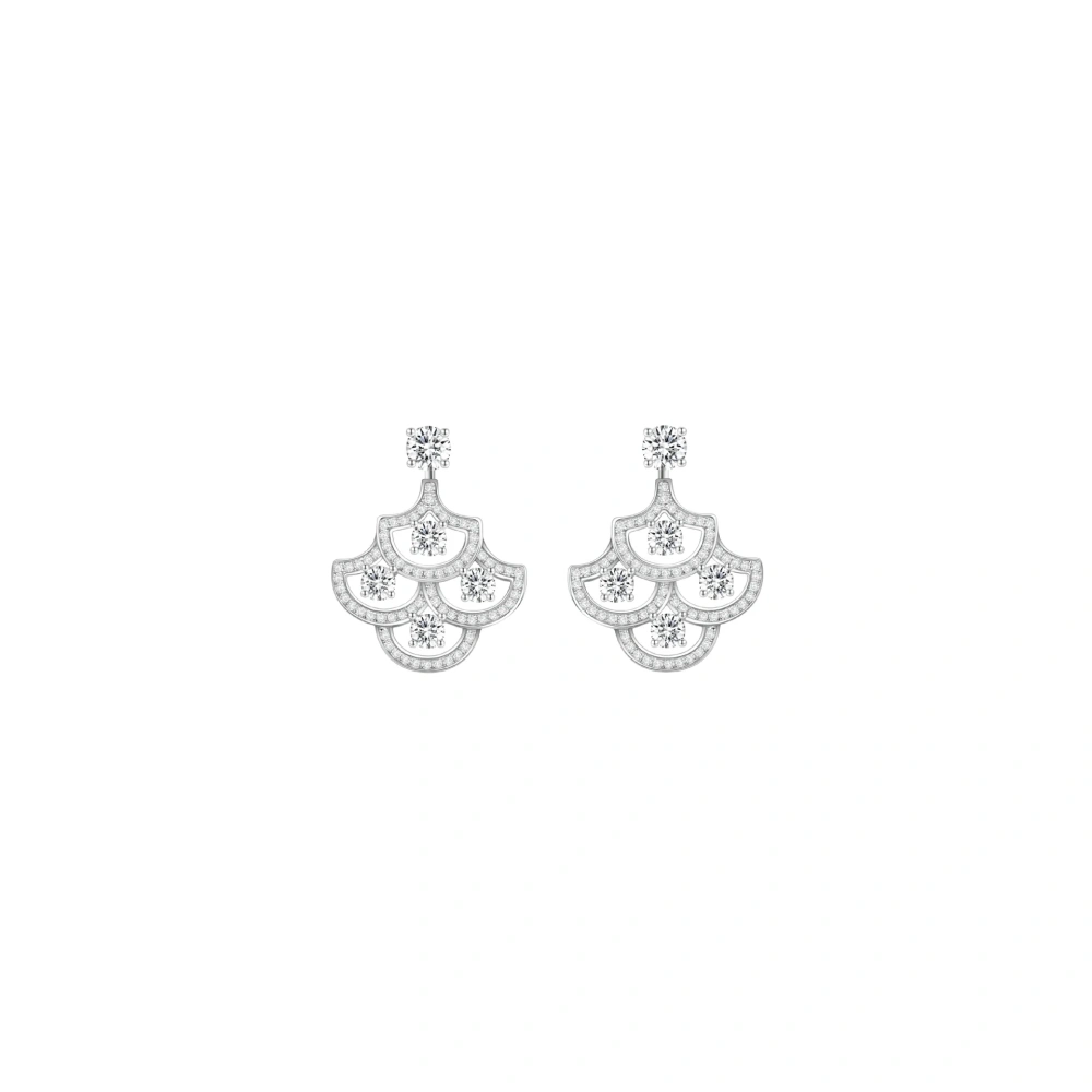 ShanLover Brand 5A Level 925 Sterling Silver Fan Shaped Stud Earrings with Full-Diamond Hollow Design Earrings Jewelry