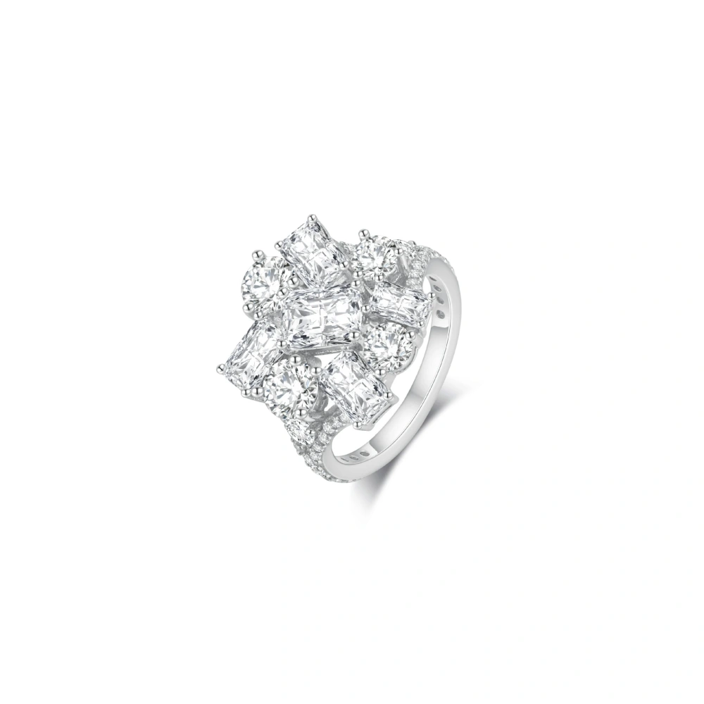 ShanLover Brand New High QualityReal 925 Sterling Silver Irregular Certificated Diamond Ring Fashion Jewelry Accessory Ring