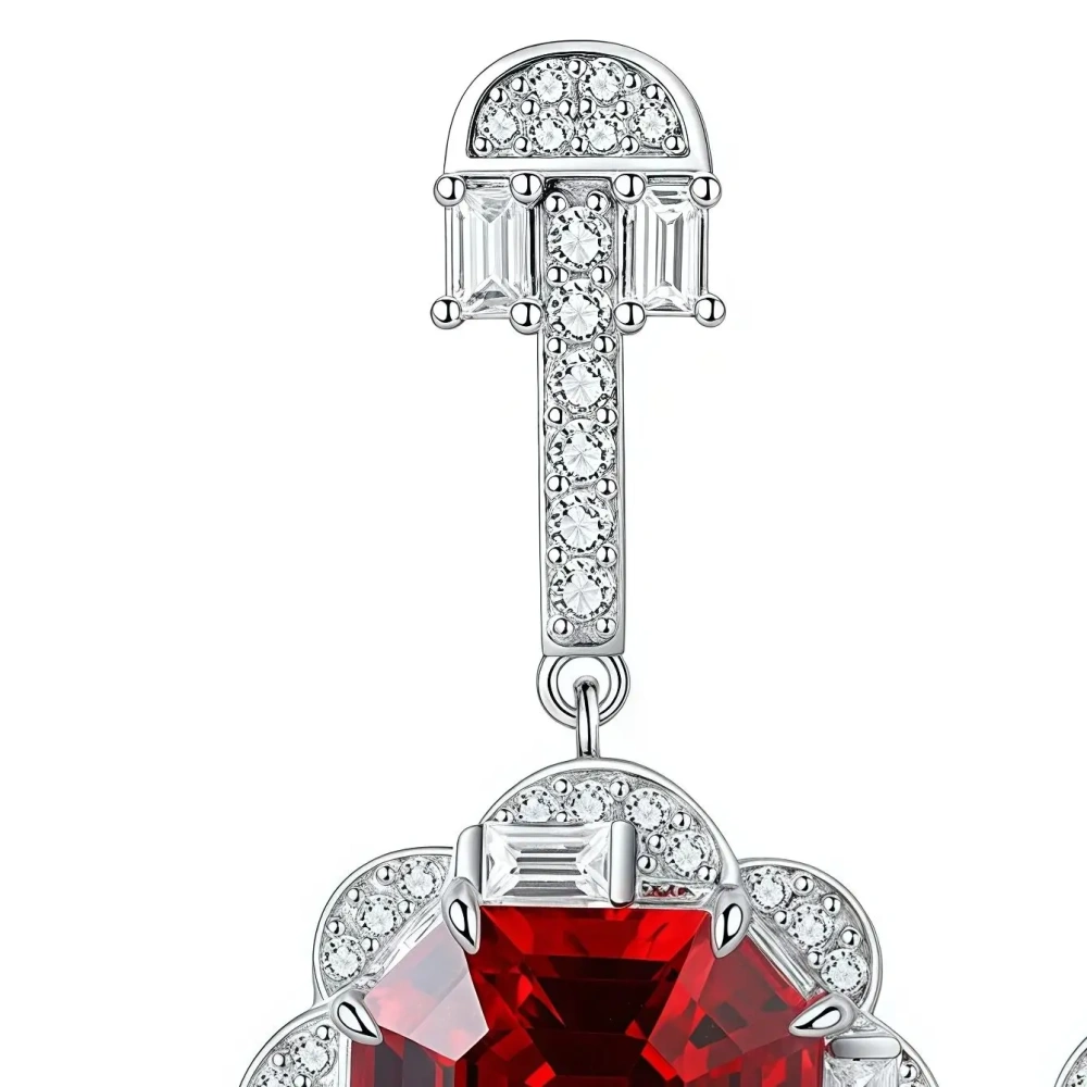 ShanLover Brand Cultivated Ruby Stud Earrings for Women Light Luxury Gemstone Jewelry Colorful Fashion Earrings Jewelry