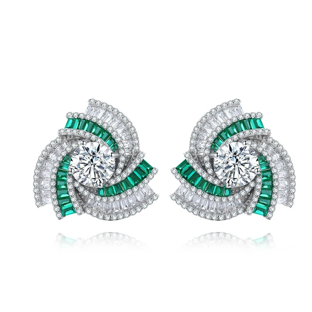 ShanLover Brand High Quality 925 Sterling Silver Lab Grown Gemstones Emerald Ear Studs Earrings Jewelry CMA Certificate