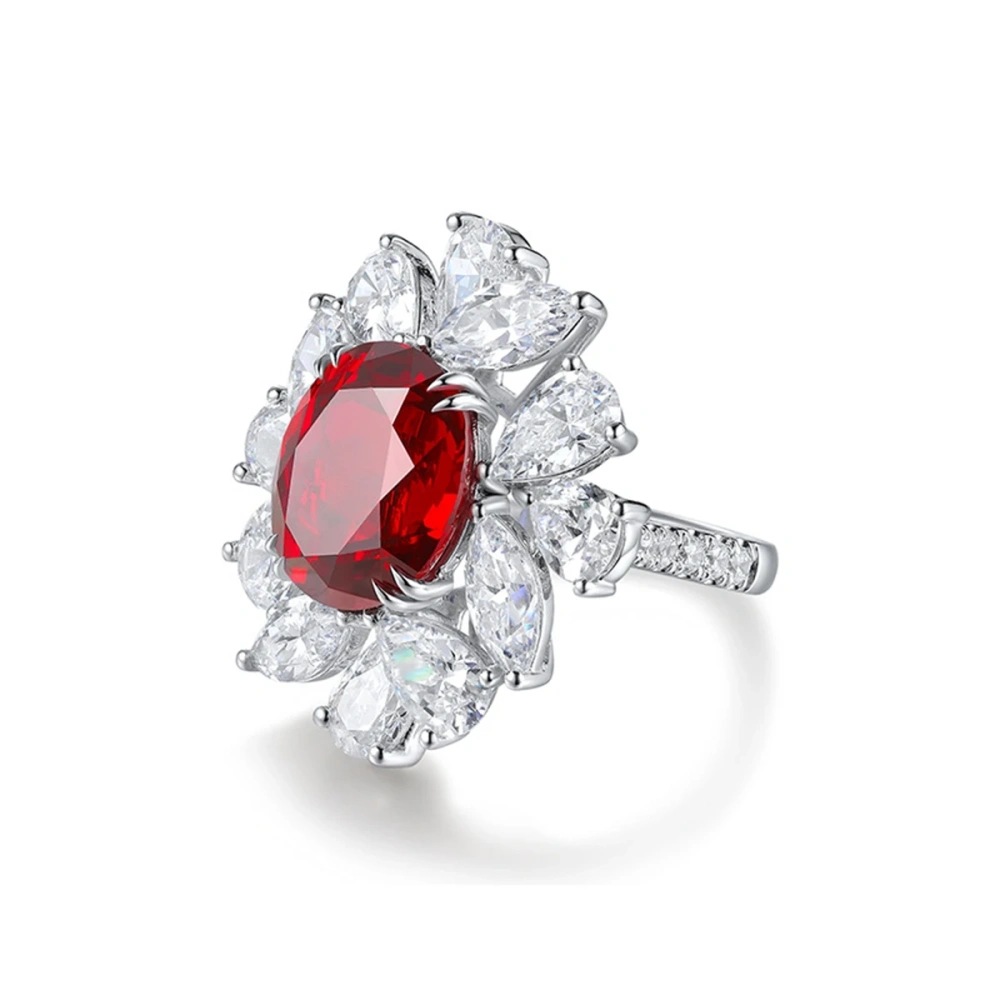 ShanLover Brand Luxury Brand Designer 925 Sterling Silver Pigeon Blood Red Gem Ring Laboratory Regenerated Breeding Jewelry