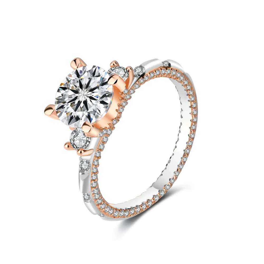 Winkin Winsin GRA Test MST Top Grade 2ct Moissanite Diamond Rings For Women 18K Gold Plated 925 Sterling Silver Ring Jewelry