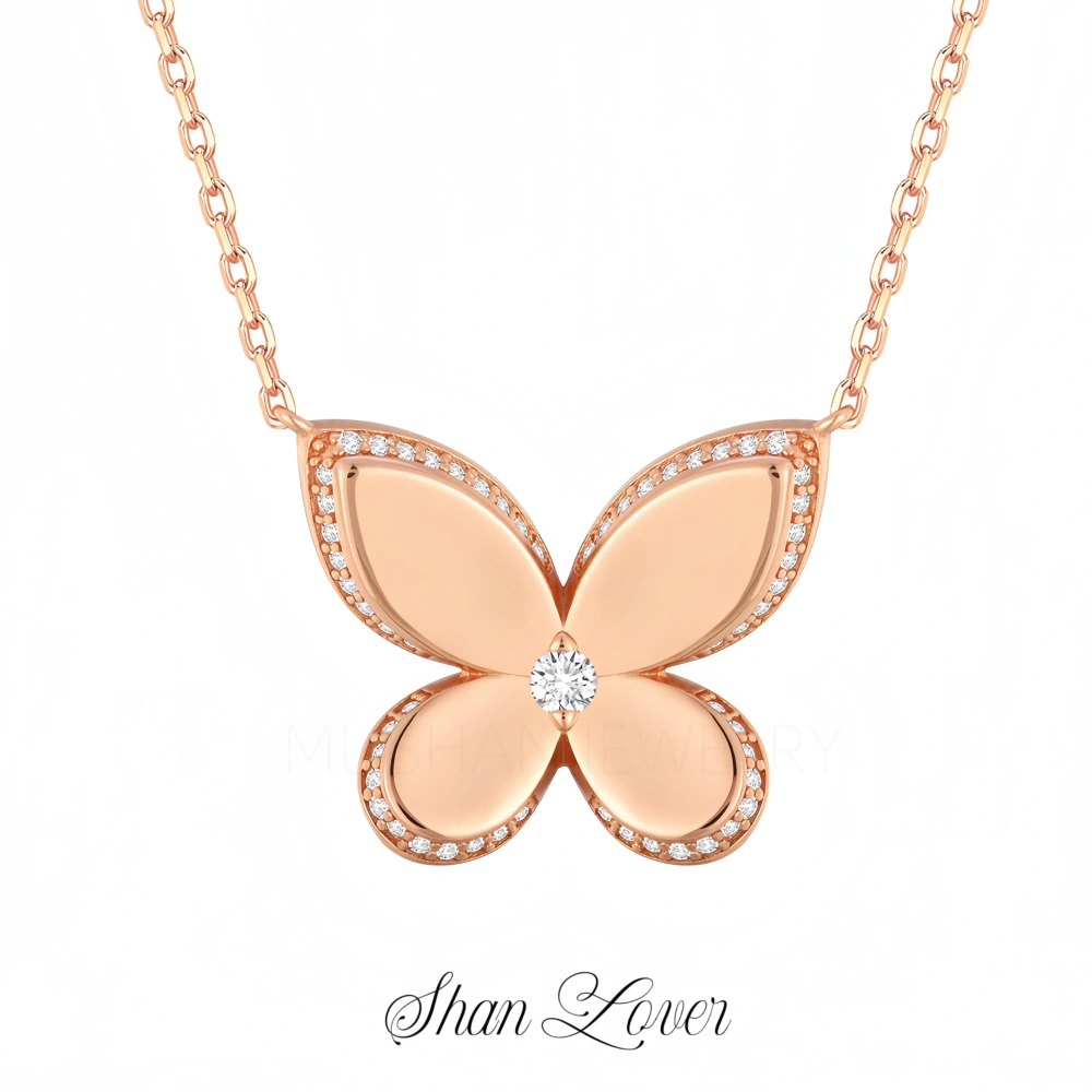 ShanLover Brand Luxury Butterfly Pendants 925 Sterling Silver Chain Necklace Pendants For Woman Girl 18k Gold Plated Jewelry
