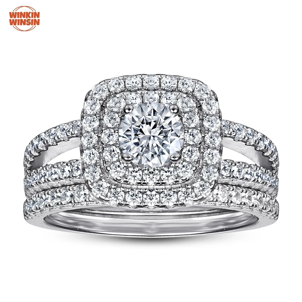 Winkin Winsin 925 Sterling Silver Light Luxury Ring Set Moissanite Diamond Ring Set CMA Certificate Jewelry