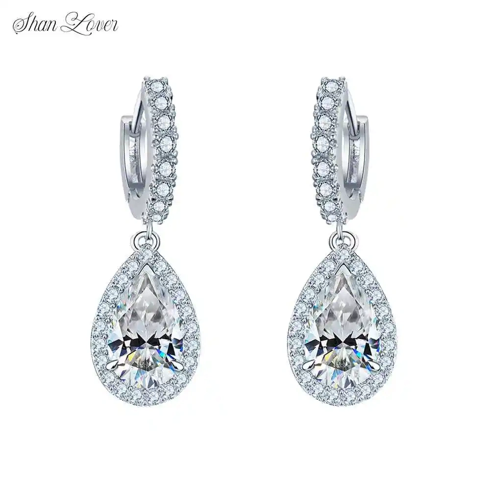 ShanLover Brand Women 925 Sterling Silver Drop Earrings Stud MST Top Grade Moissanite Diamond Pendant Earrings Gemstones Jewelry