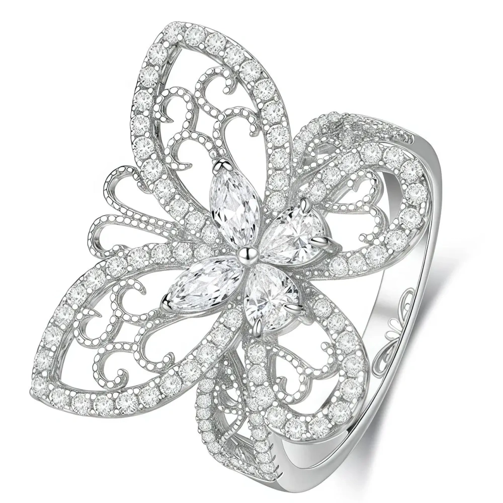 Shanlover Brand  New Certificated Products High Quality End 925 Silver Butterfly Ring For Women Fashion Jewelry Accessory ring