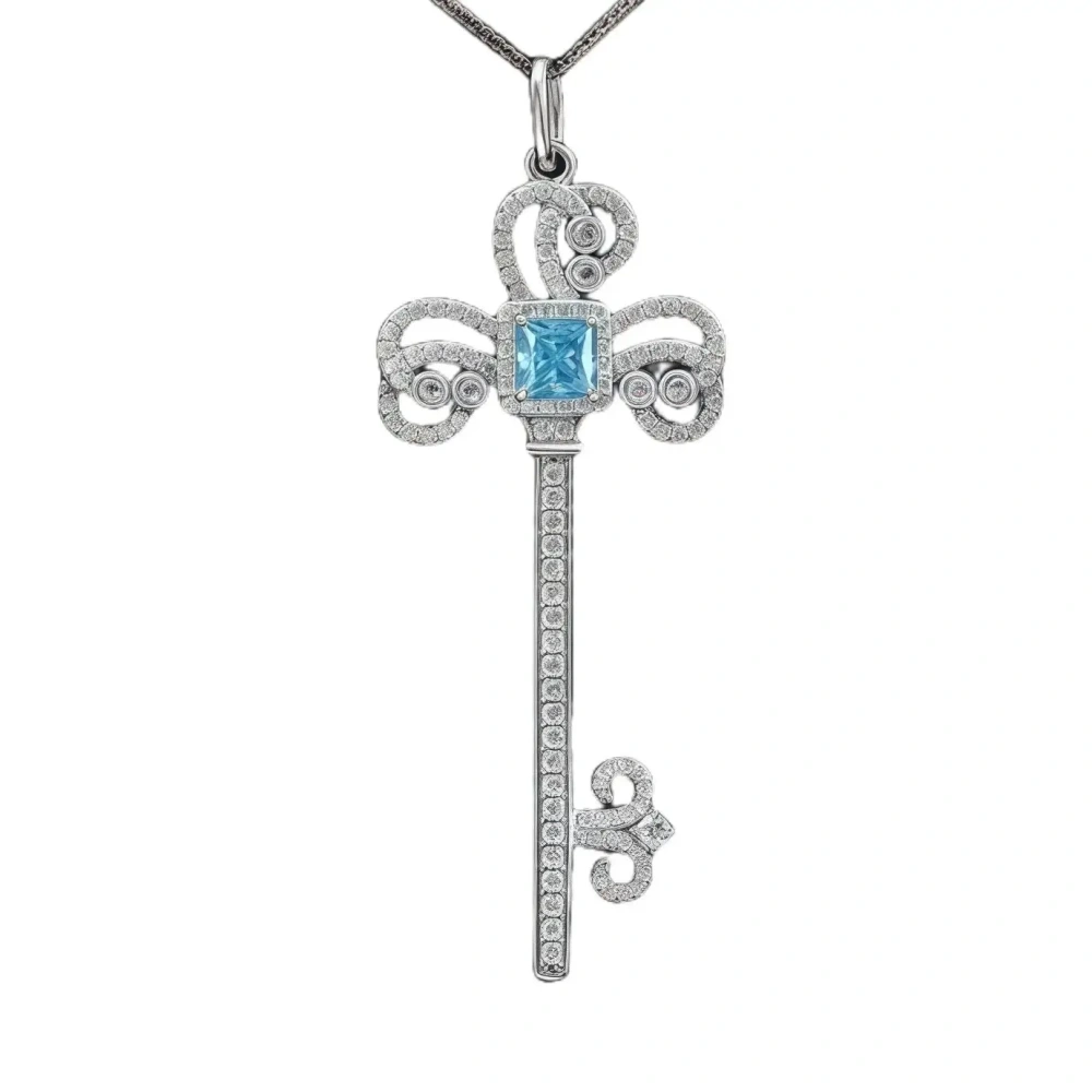 Winkin Winsin Luxury Brand Designer 925 Sterling Silver 1.5ct Lab Grown Gemstones High Carbon Diamond Iris Flower Necklace