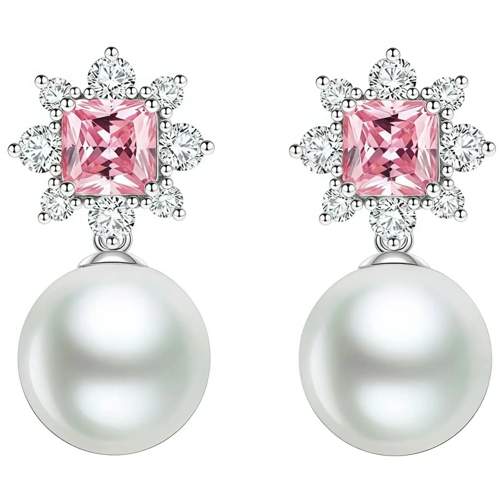 ShanLover Brand CMA Certificate Luxury 5A Grade 925 Sterling Silver Pearl Zircon Drop Earrings Jewelry for Women