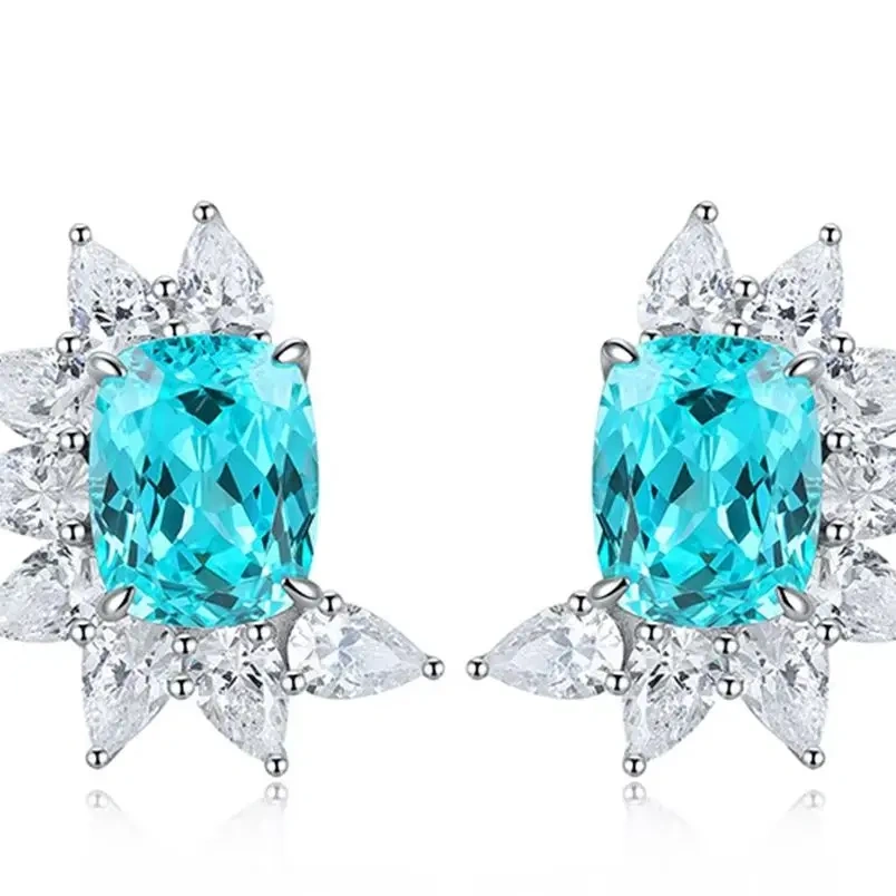 ShanLover Brand Hot Sales Stud Earrings Lake Blue S925 Silver Light Luxury Sophistication Jewelry Fashion Women Pendant