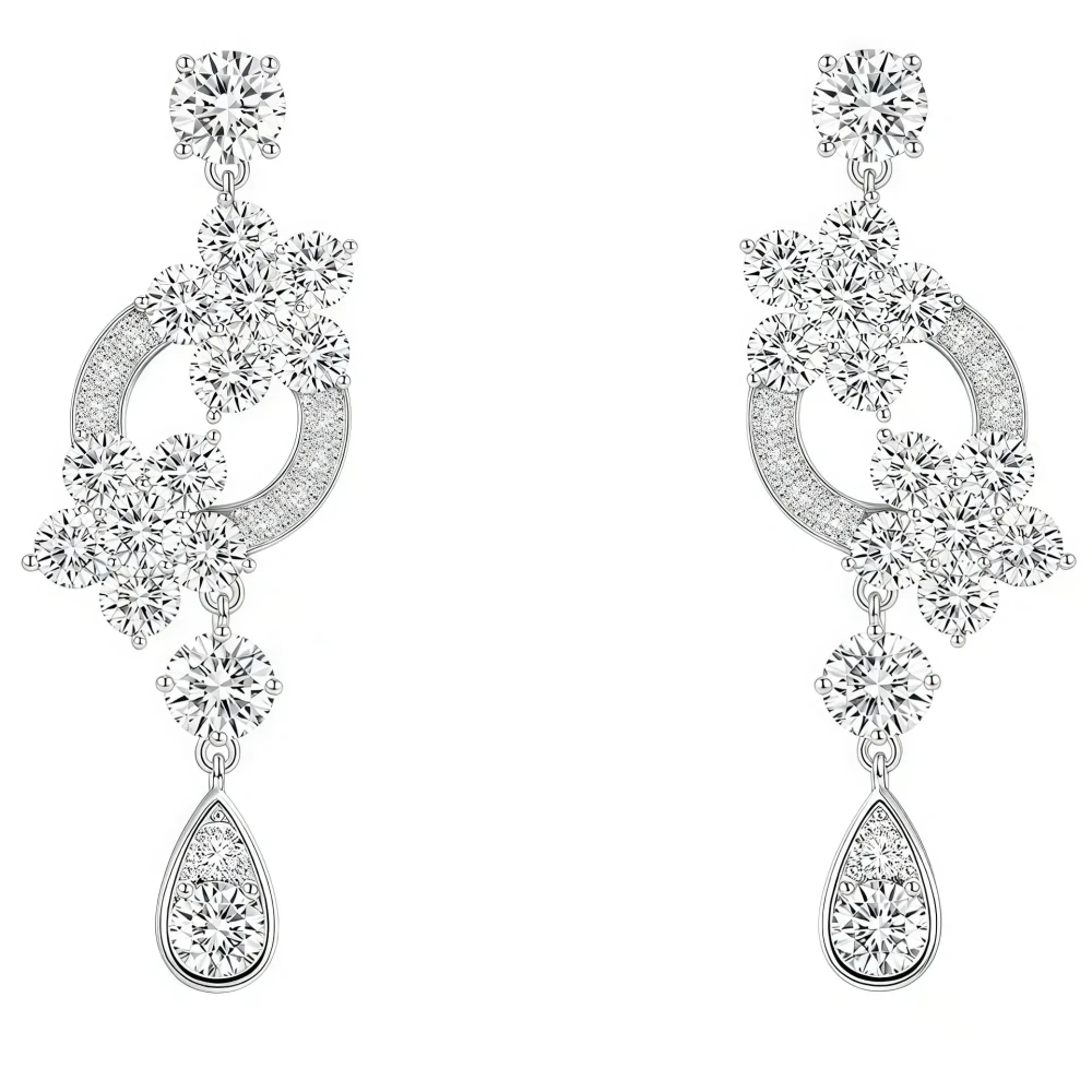 ShanLover Brand 5A Grade 925 Sterling Silver Flower Tassel Zircon Earrings for Women Sophisticated Drop Earrings Jewelry