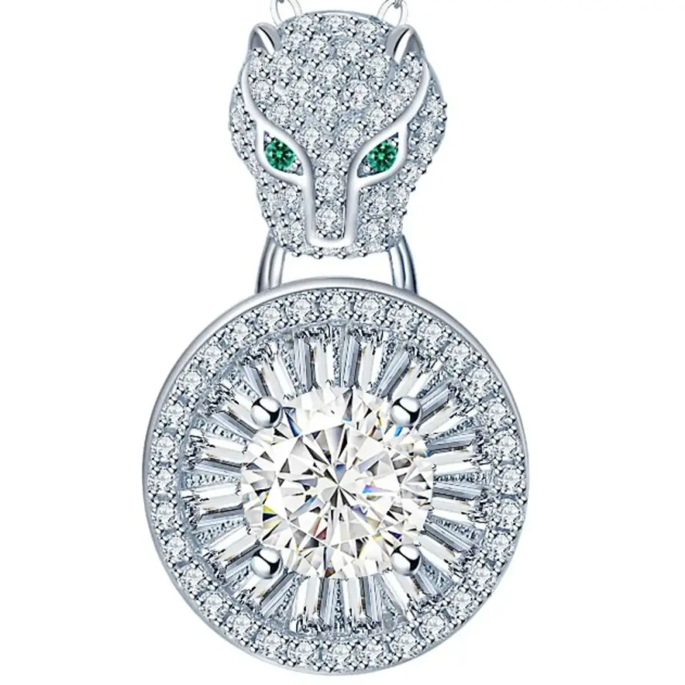 ShanLover Brand Diamond Moissanite Pendants Necklaces for Women 925 Sterling Silver Leopard Pendant Necklace Gemstones Jewelry