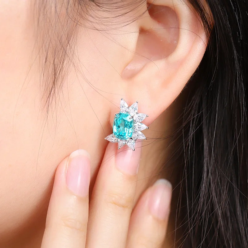 ShanLover Brand Hot Sales Stud Earrings Lake Blue S925 Silver Light Luxury Sophistication Jewelry Fashion Women Pendant