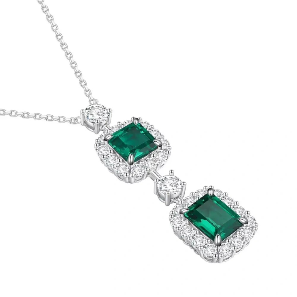 ShanLover Luxury Brand High Grade 925 Sterling Silver Pendant Necklace For Woman Green Gemstones Chain Necklace Pendants Jewelry