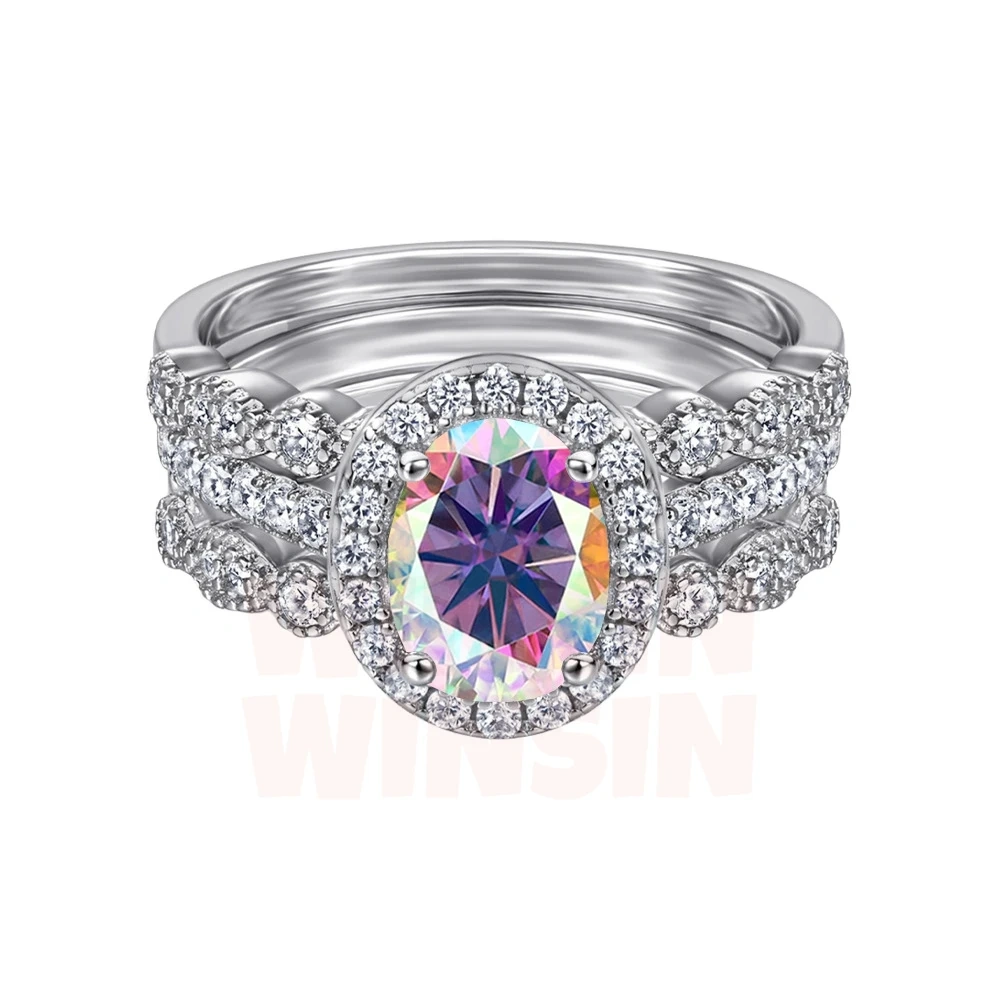 Winkin Winsin s925 sterling silver 1.5-carat oval Moissanite ring for women's silver jewelry, exuding a sense of luxury