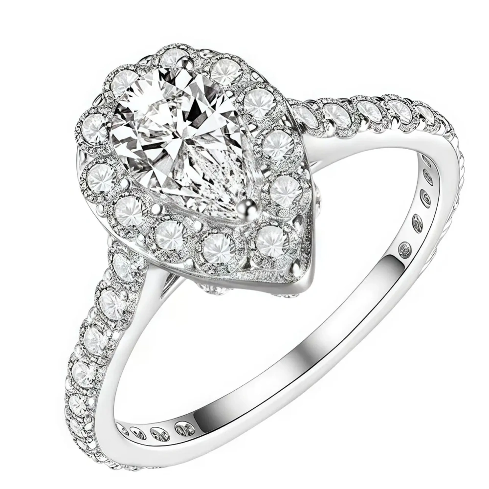 ShanLover Brand Bridal Ring 925 Silver Water Drop Diamond Wedding Ring Light Luxury Niche Design Exuding Sophistication