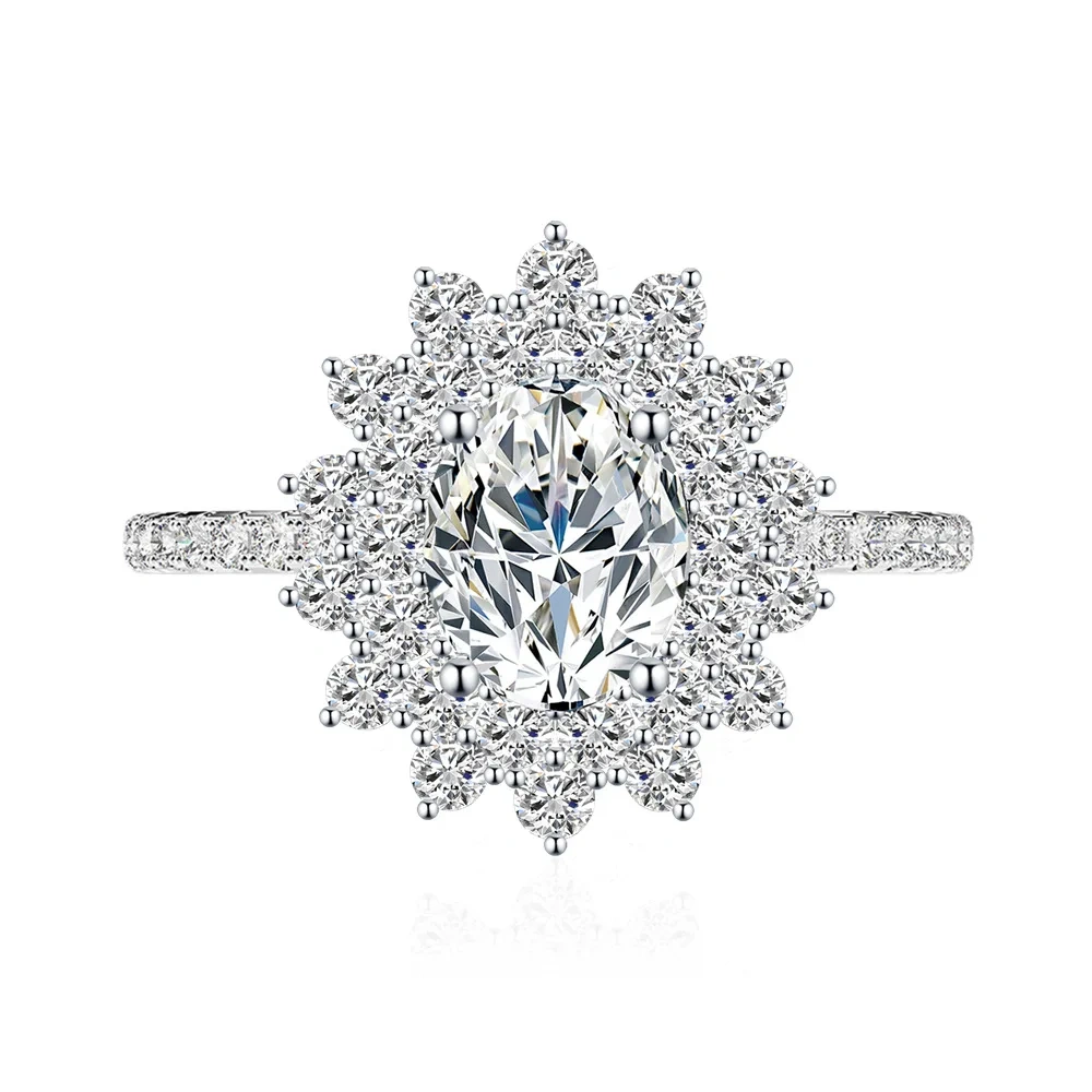 ShanLover Brand Luxury MST Grade Oval Cut Moissanite Diamond Ring for Women 925 Sterling Silver Fashion Gemstones Rings Jewelry