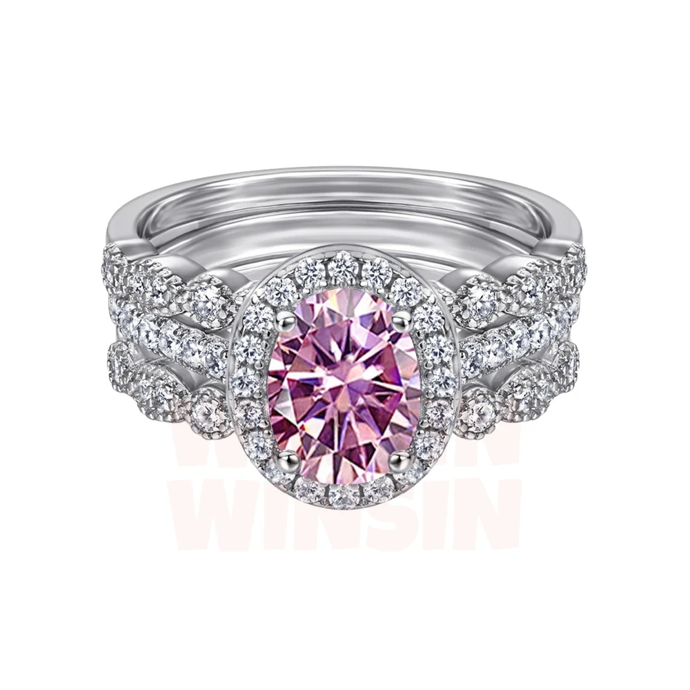 Winkin Winsin s925 sterling silver 1.5-carat oval Moissanite ring for women's silver jewelry, exuding a sense of luxury