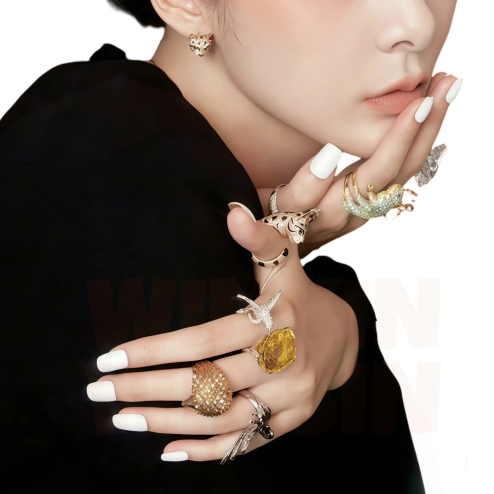 Winkin Winsin Brand Designer Gemstones Jewelry 925 Sterling Silver Rings For Woman 18kgp 18k Gold Plating Leopard Fuzzy Cat Ring