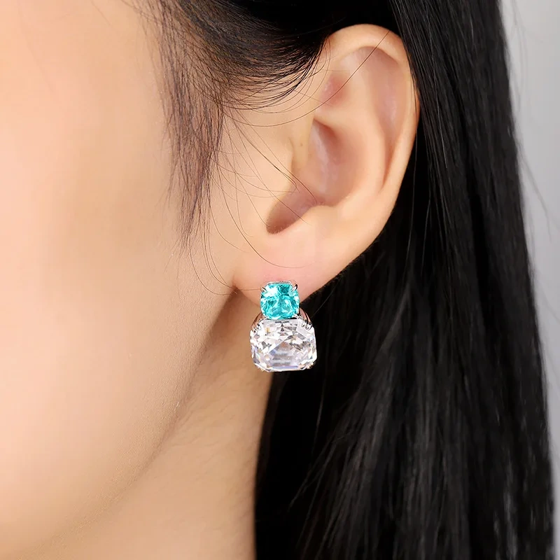 ShanLover Brand Luxury Brand Designer Lab Grown Gemstones Certificated Real Stud Earrings 925 Sterling Silver Fashion Jewelry