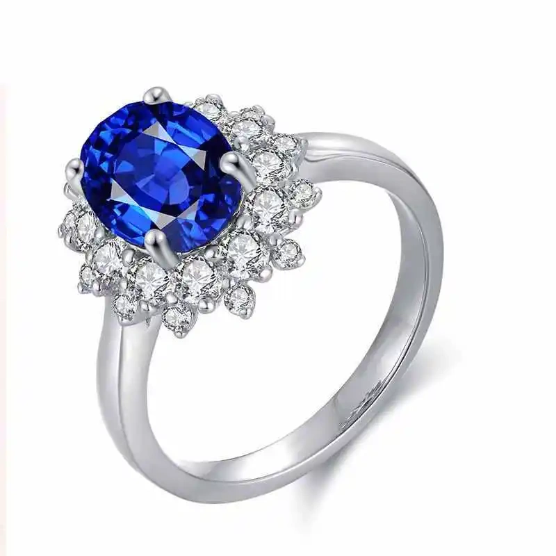 ShanLover Brand Classic Lab-Grown Paraiba Ring with Earrings 2.7-Carat 925 Silver Simple Silver Wedding Earrings Jewelry