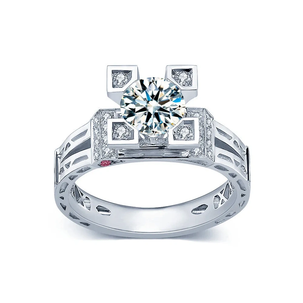 ShanLover Brand Eiffel Tower Moissanite Diamond Ring For Women s925 925 Sterling Silver Bridal Wedding Rings Gemstones Jewelry