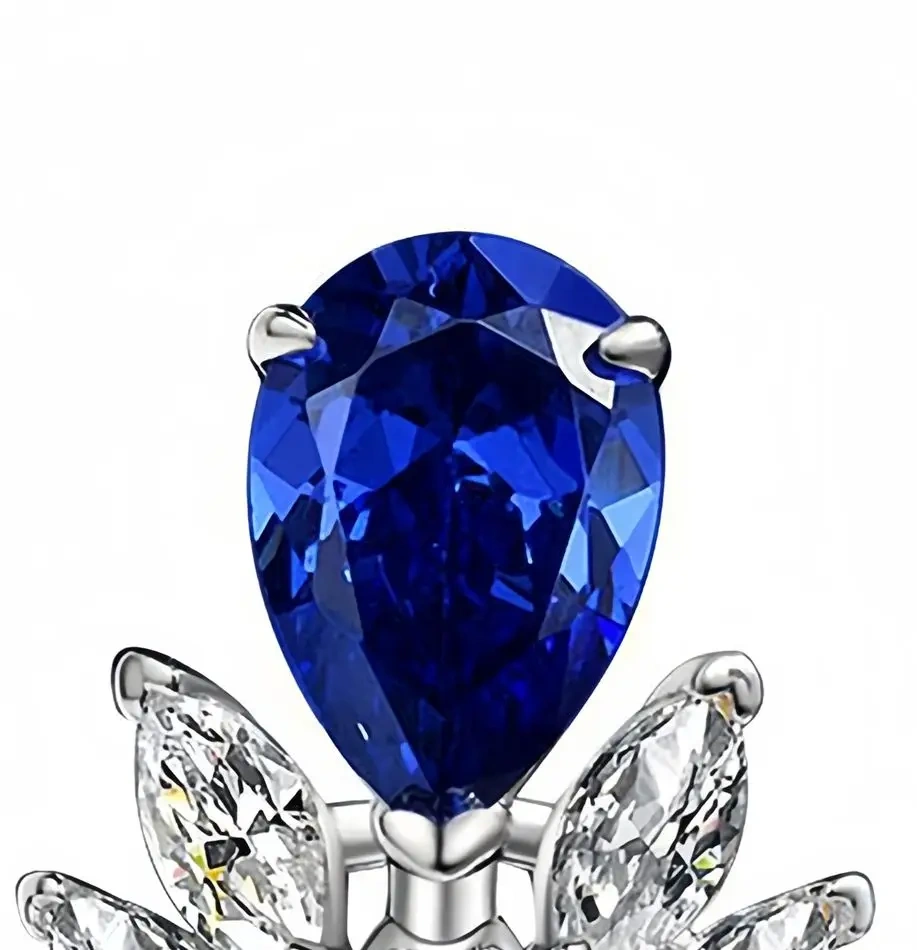 Winkin Winsin 2ct Pear-shaped 7*10 Feather Crown High-grade High-Carbon Diamond Pink S925 Silver Ring