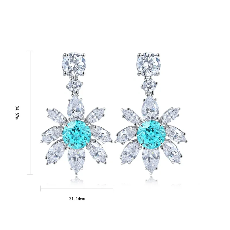 ShanLover BrandHigh Quality Flower Lab Grown Gemstones Necklace Certificate S925 Silver Simple Elegant Daily Wear Jewelry