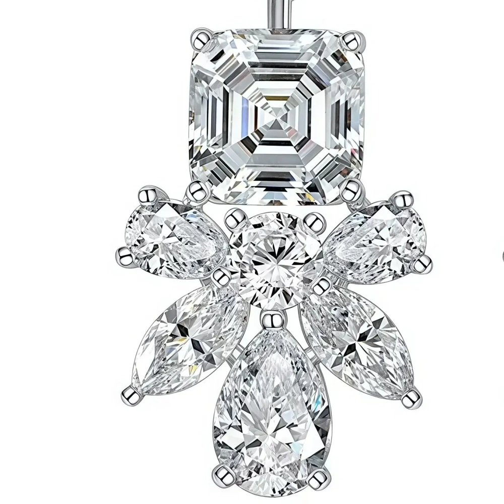 Winkin Winsin 4 Carat White Lab Grown Gemstones High Carbon Diamond Earrings 925 Sterling Silver Earrings Jewelry