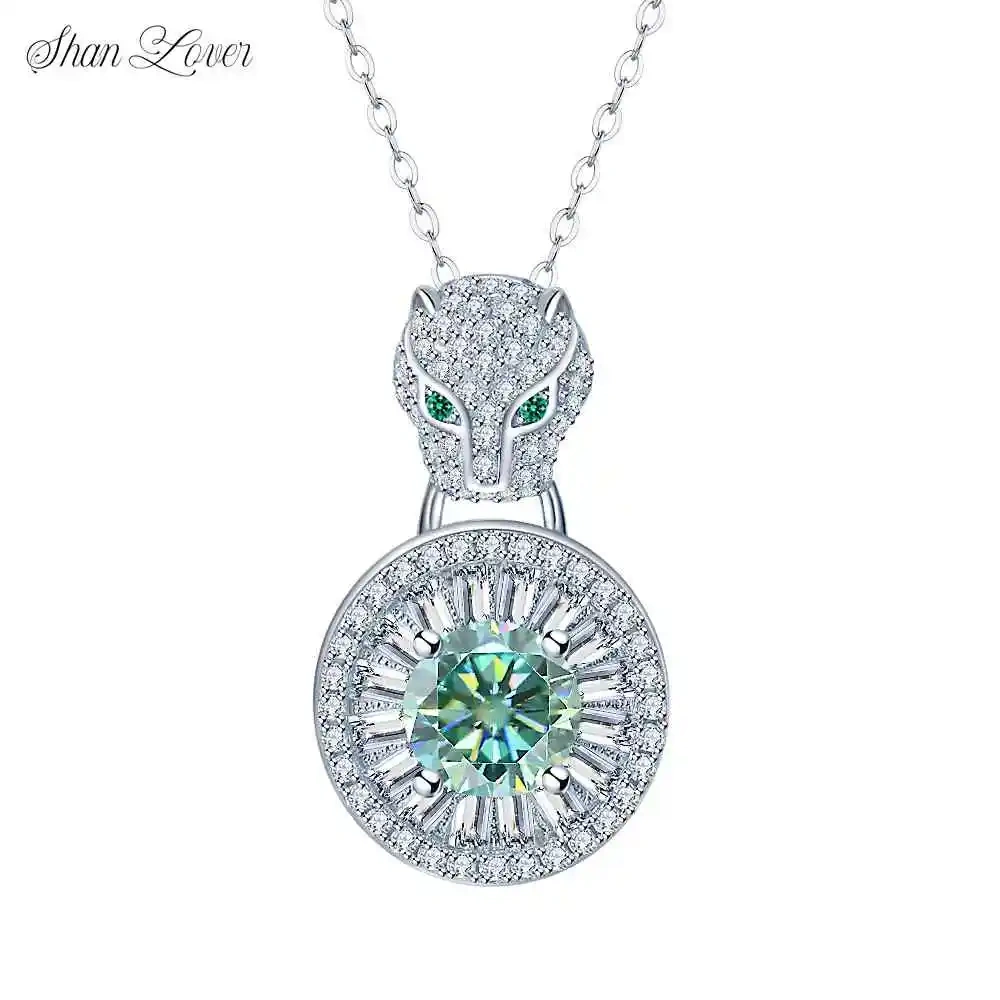 ShanLover Brand Diamond Moissanite Pendants Necklaces for Women 925 Sterling Silver Leopard Pendant Necklace Gemstones Jewelry
